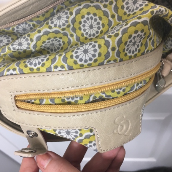 Cream SQ Crossbody Bag Fold-Over Style iPad Size! - Picture 6 of 10